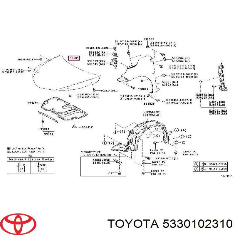 5330102310 Toyota Capota