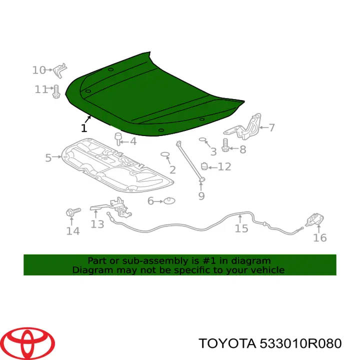 Capota Toyota 533010R080 preço, a partir de 310,14 USD