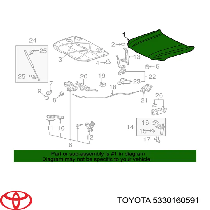Capota Toyota 5330160591 preço, a partir de 227,90 USD