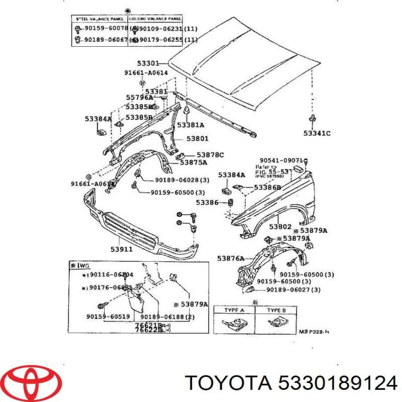 5330189124 Toyota Capota