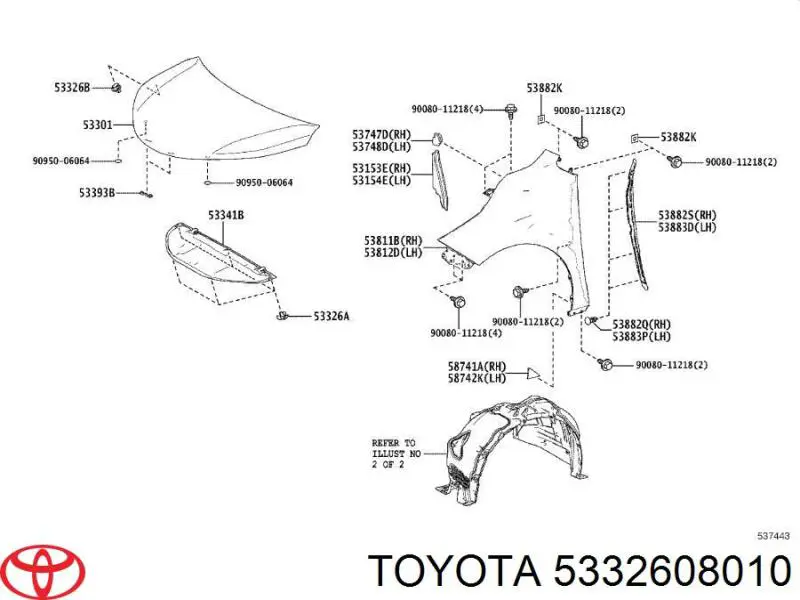  Toyota 5332608010 preço, a partir de 2,07 USD
