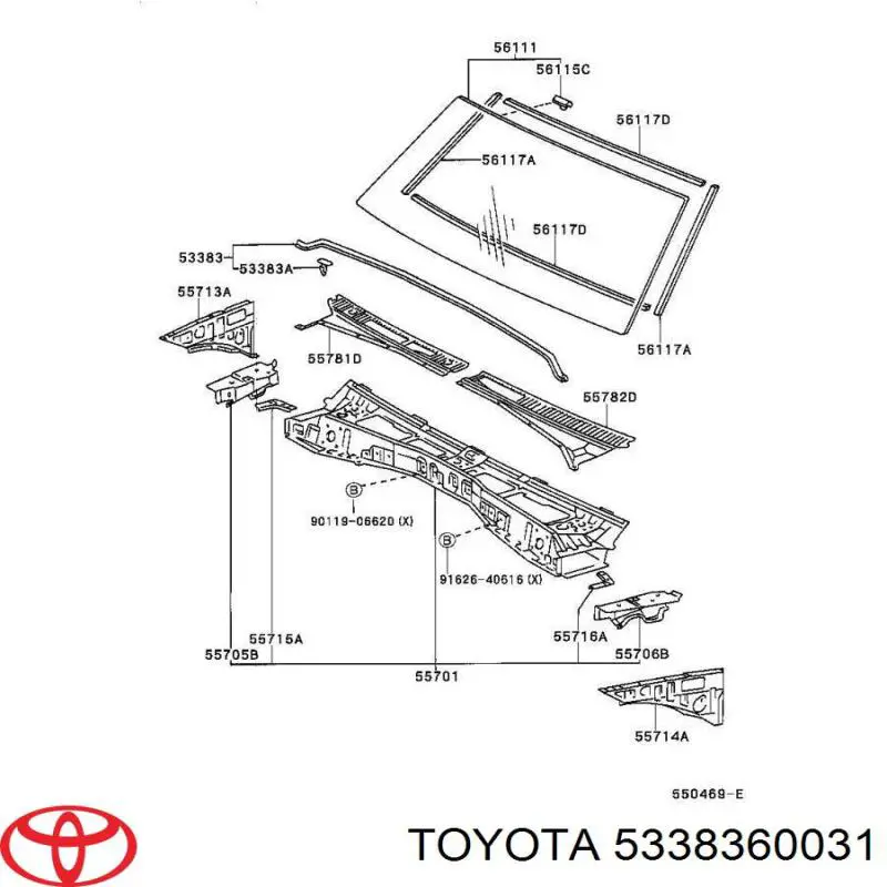 Vedação da capota Toyota 5338360030 preço, a partir de 36,23 USD