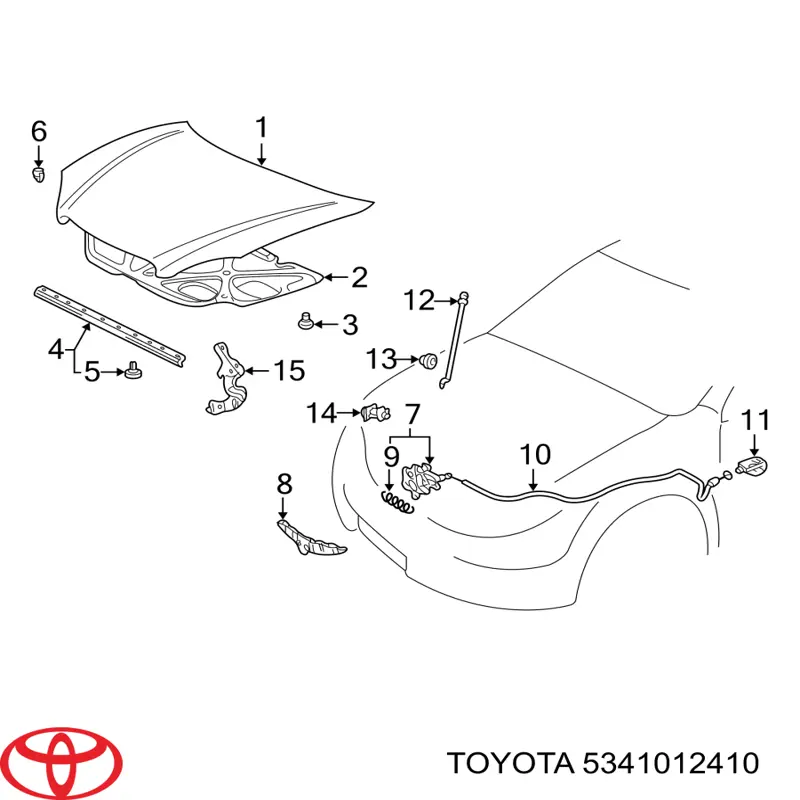 Gozno da capota direito Toyota 5341012410 preço, a partir de 16,45 USD