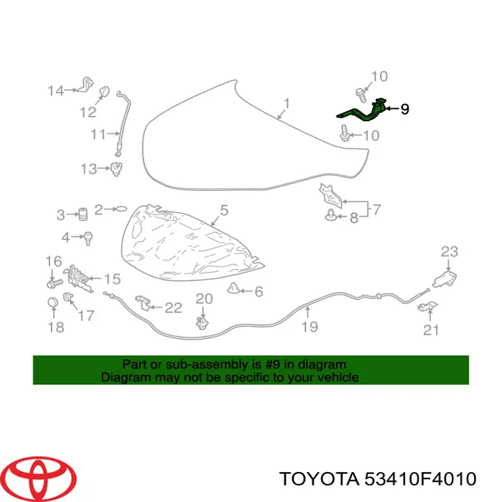 Gozno da capota direito Toyota 53410F4010 preço, a partir de 30,78 USD