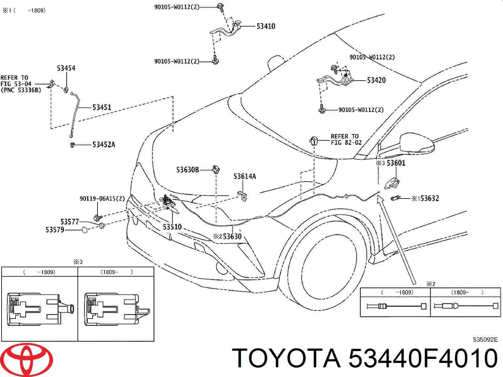 53440F4010 Toyota Apoio da capota
