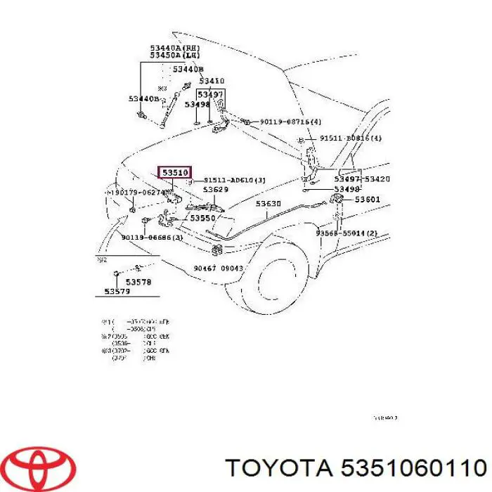 Fecho da capota Toyota 5351060110 preço, a partir de 62,24 USD