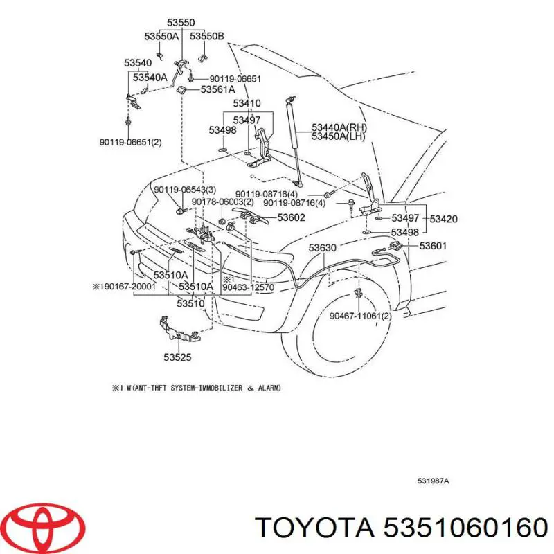 Fecho da capota Toyota 5351060160 preço, a partir de 26,54 USD