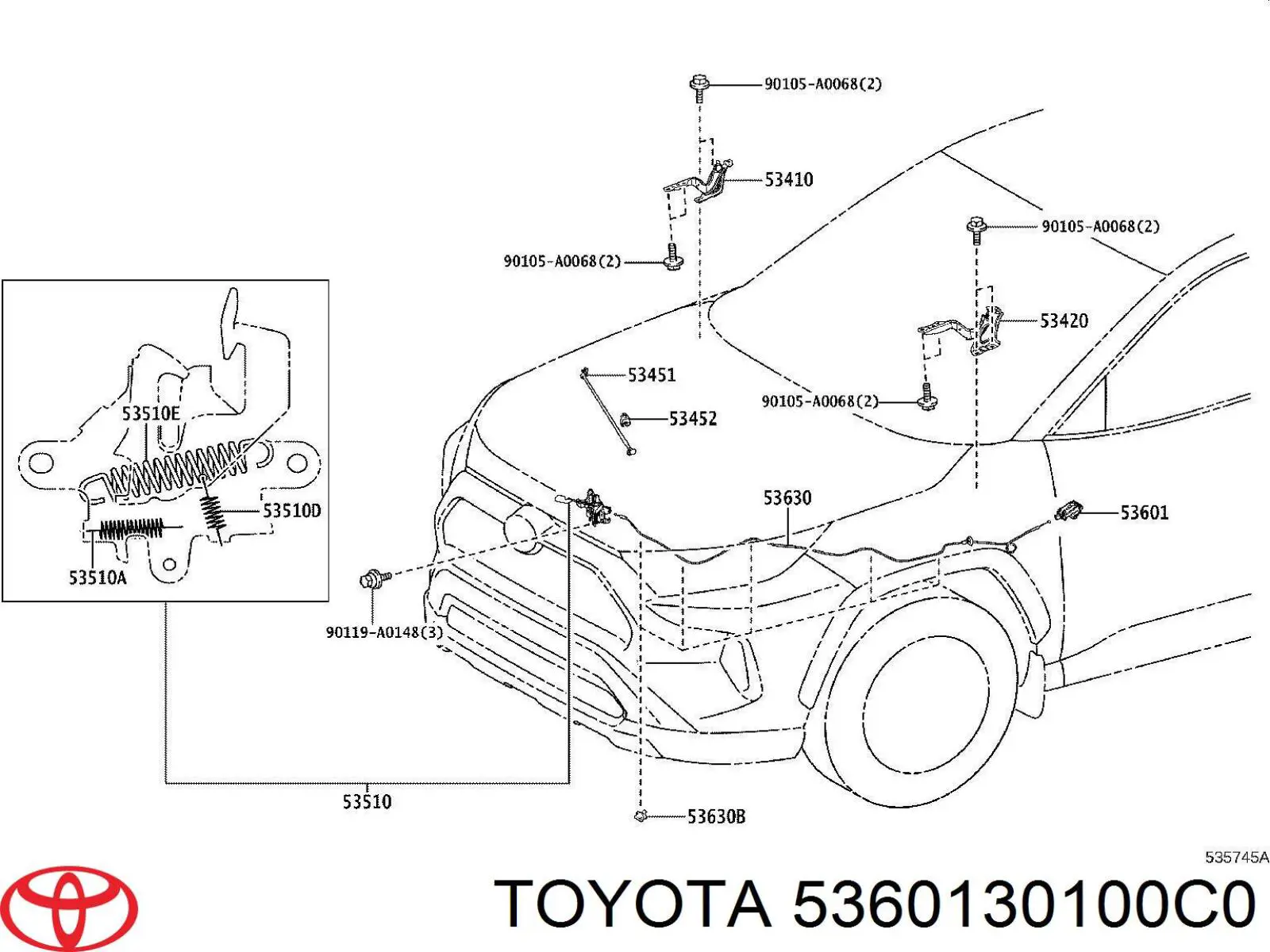 Puxador de abertura da capota Toyota 5360130100C0 preço, a partir de 47,96 USD