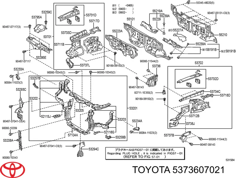 5373607021 Toyota Escudo protetor contra o barro de arco dianteiro do pára-lama