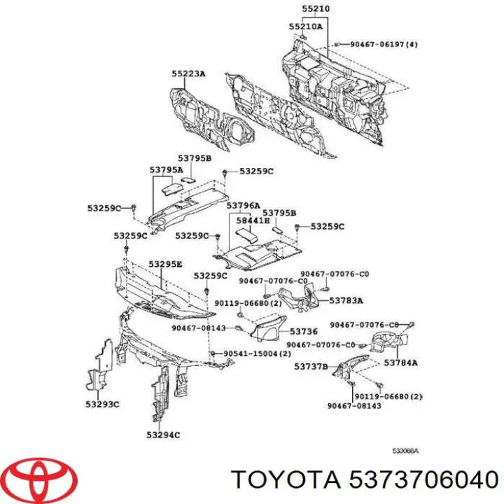 Escudo protetor contra o barro de arco dianteiro do pára-lama Toyota 5373706040 preço, a partir de 63,23 USD