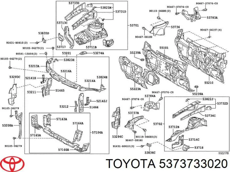 5373733020 Toyota Escudo protetor contra o barro de arco dianteiro do pára-lama