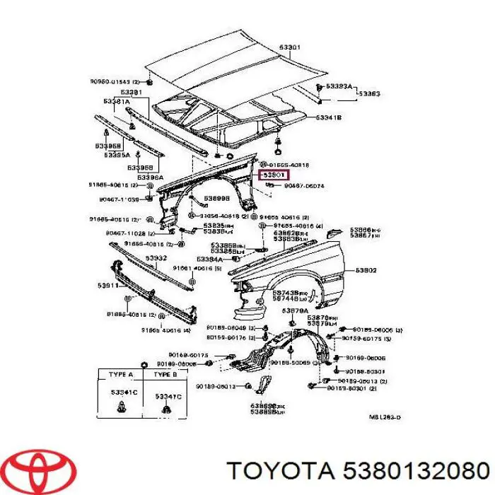 Pára-lama dianteiro direito Toyota Camry II V2