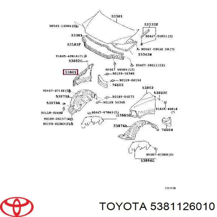 5381126010 Toyota Pára-lama dianteiro direito