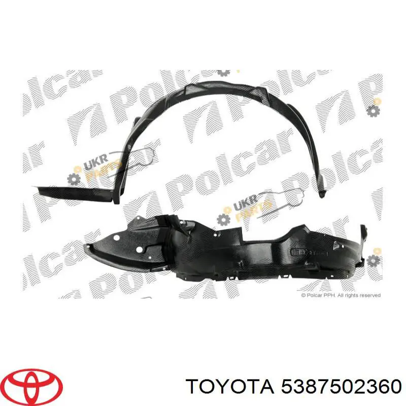 5387502360 Toyota Guarda-barras direito do pára-lama dianteiro
