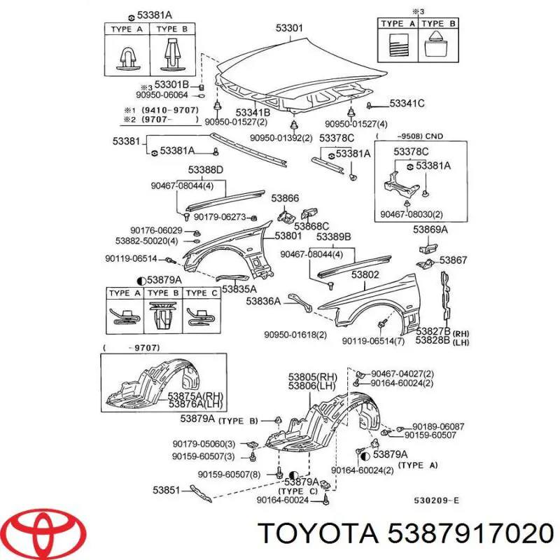 Compre 5387917020 Toyota Consola do pára-choque dianteiro