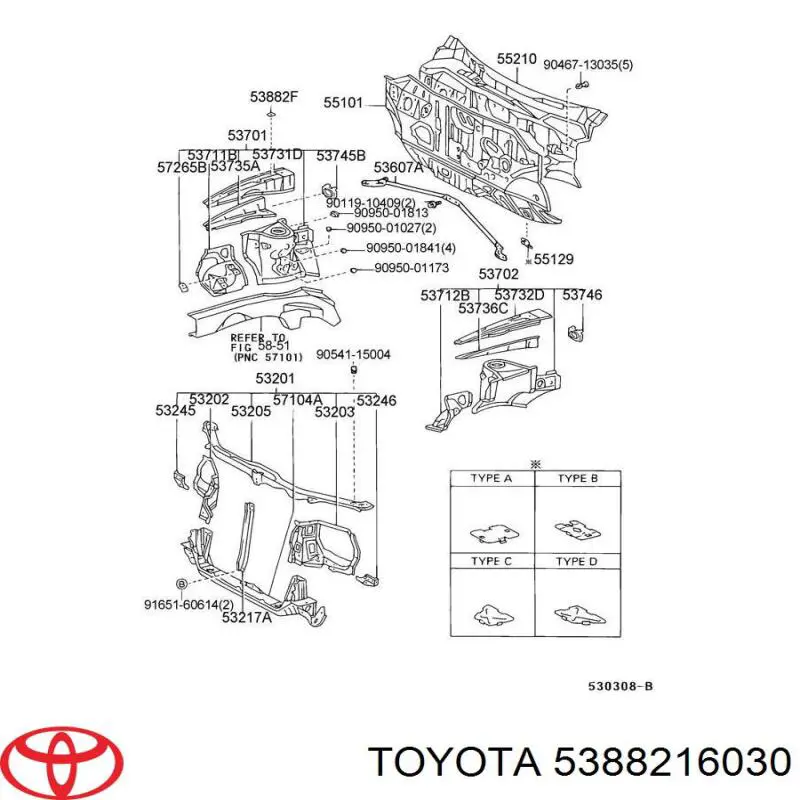 Compactador do pára-lama Toyota 5388216030 preço, a partir de 1,66 USD