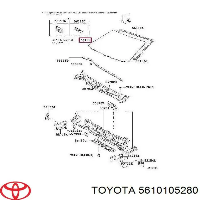 Pára-brisas Toyota 5610105280 preço, a partir de 309,53 USD