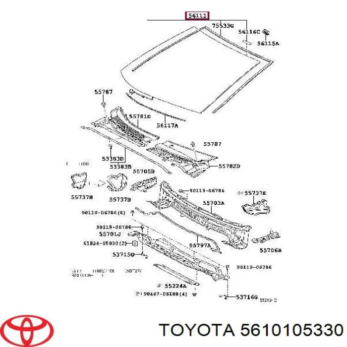 Pára-brisas Toyota 5610105330 preço, a partir de 180,30 USD