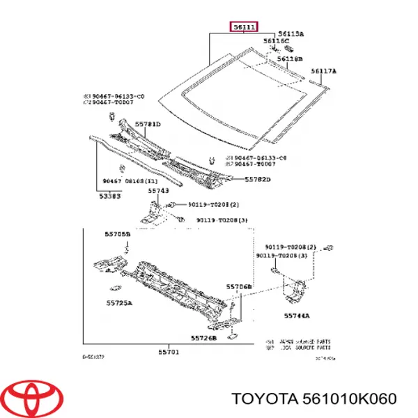 Pára-brisas Toyota 561010K200 preço, a partir de 360,34 USD