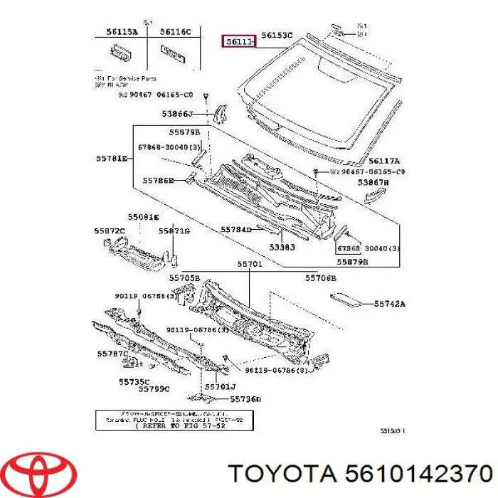 Pára-brisas Toyota 5610142162 preço, a partir de 135,91 USD