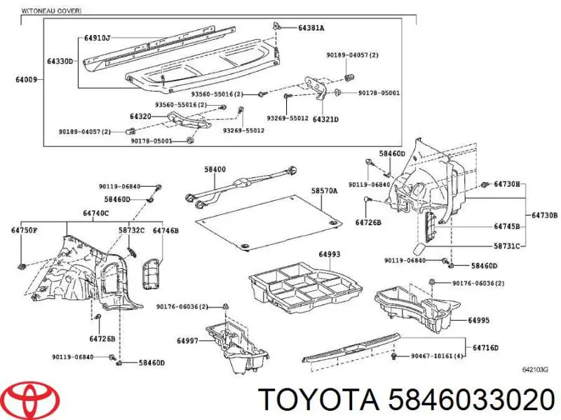 5846033020 Toyota Gozno de fixação de carga