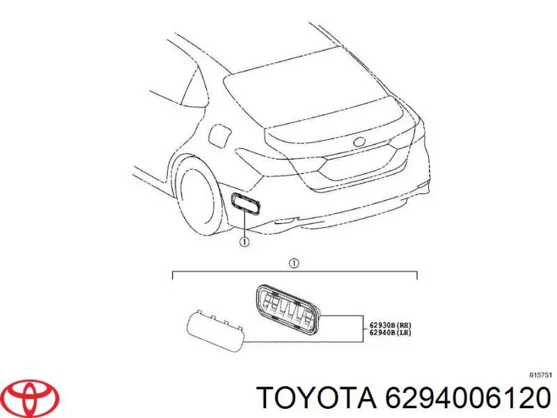 6294006120 Toyota Grelha traseira direita de ventilação de salão