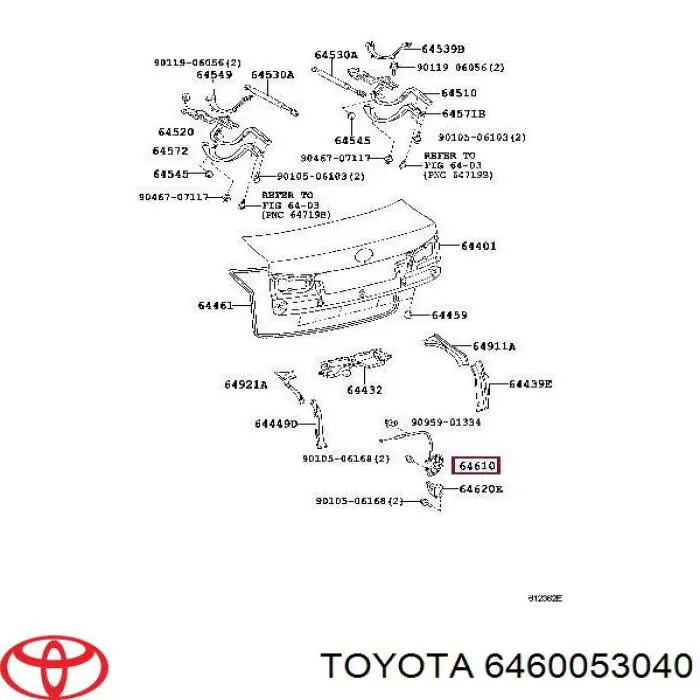  Fecho de tampa de porta-malas (de 3ª/5ª porta traseira) Lexus IS sedan (E2) (2005 - 2013) 