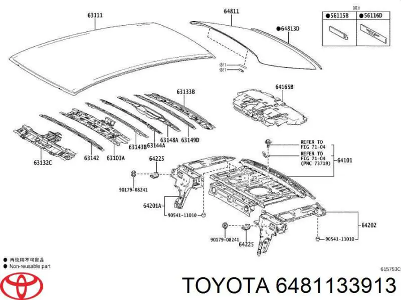 6481133913 Toyota Vidro traseiro