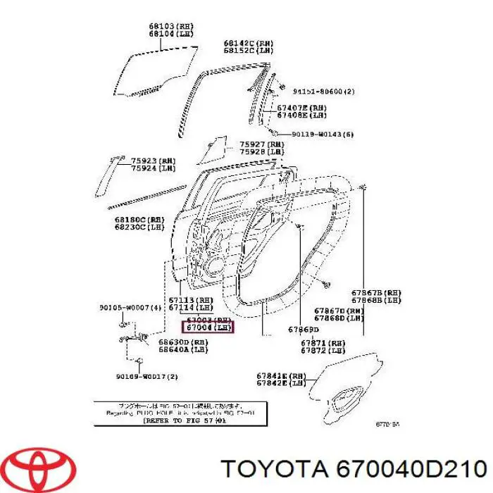 670040D210 Toyota Porta traseira esquerda