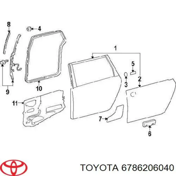 6786206040 Toyota Compactador da porta dianteira esquerda (na porta)