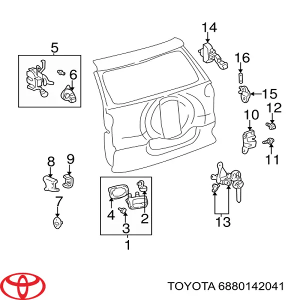 Compre 6880142040 Toyota Gozno de tampa de porta-malas