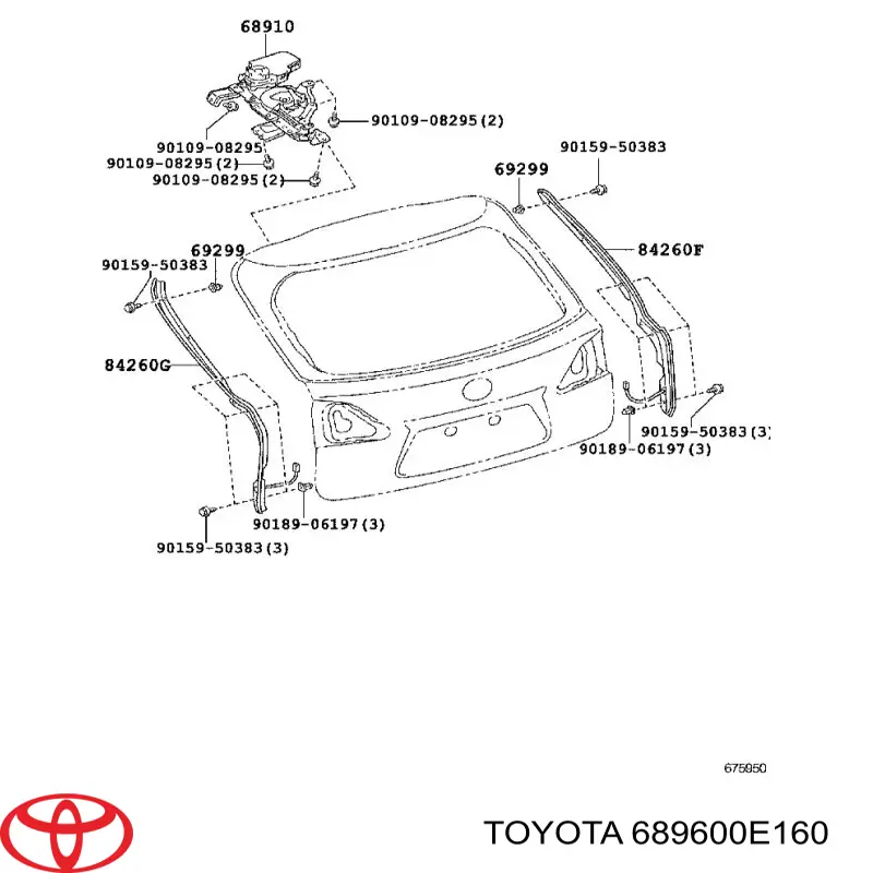 689500E030 Toyota Amortecedor de tampa de porta-malas (de 3ª/5ª porta traseira)