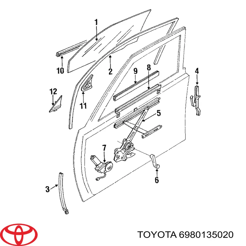 Mecanismo de acionamento de vidro da porta dianteira direita para Toyota Hilux  N