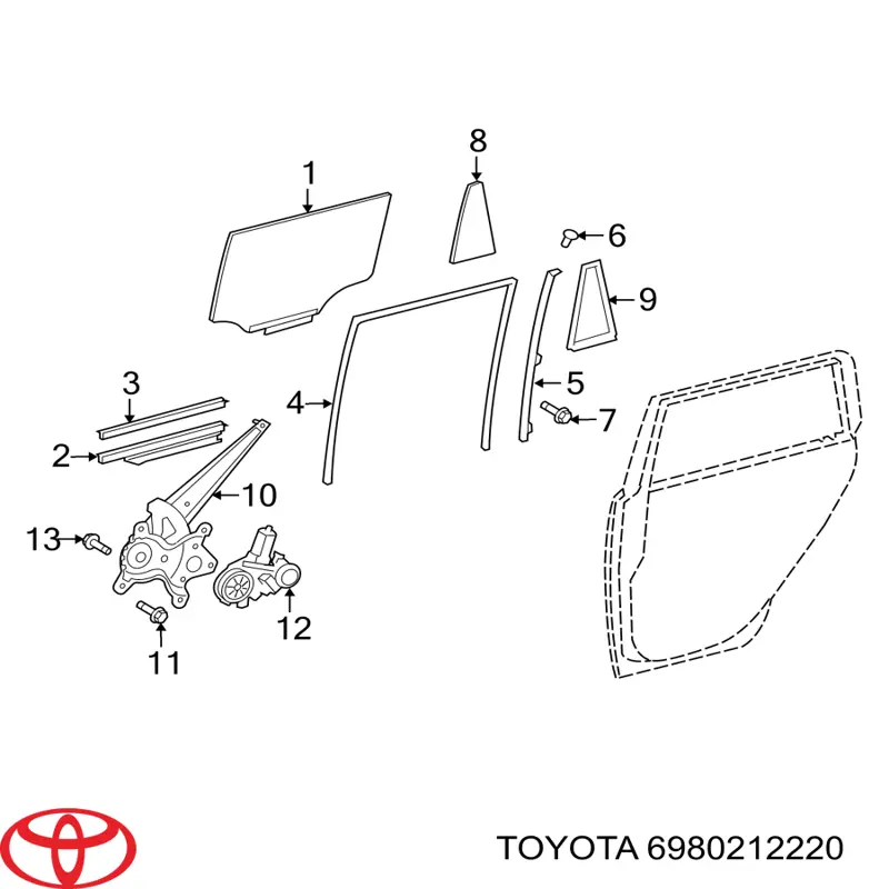 Mecanismo de acionamento de vidro da porta dianteira esquerda Toyota Corolla  E15