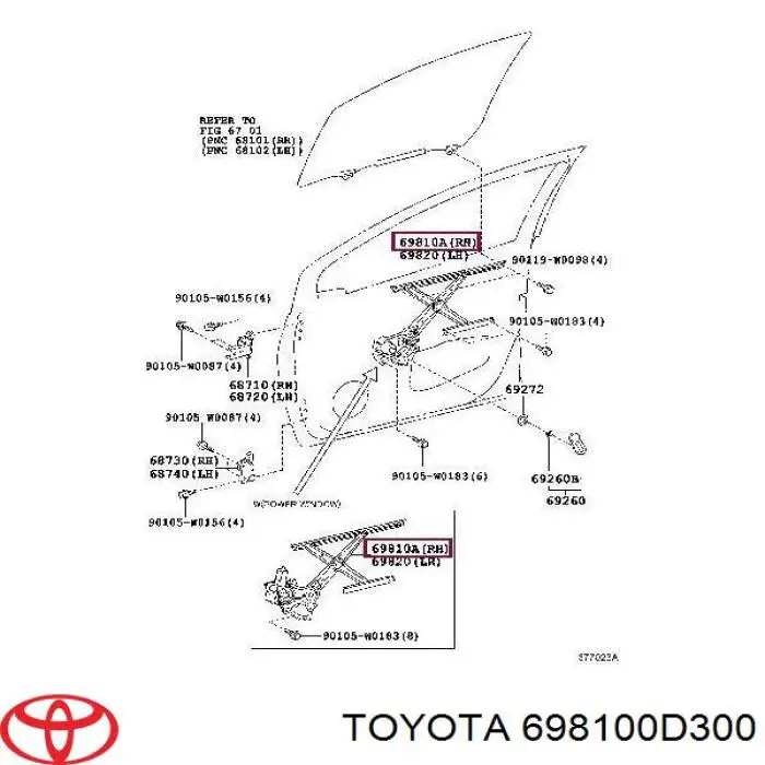 Mecanismo de acionamento de vidro da porta dianteira direita Toyota 698100D300 preço, a partir de 67,27 USD