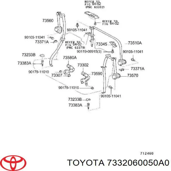 Correia de segurança traseira Toyota 7332060050A0 preço, a partir de 163,45 USD