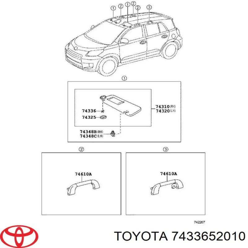 Compre 7433652010 Toyota Fixador de pala contra o sol