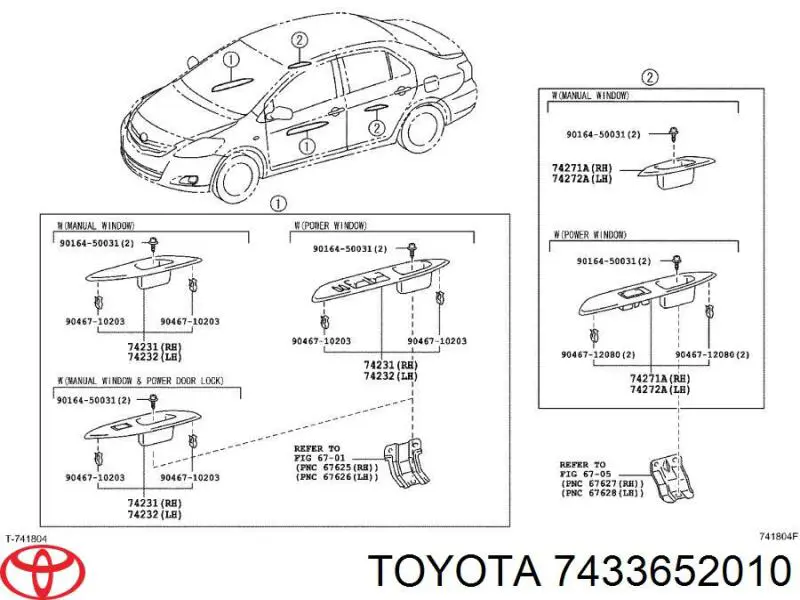 7433652010 Toyota Fixador de pala contra o sol