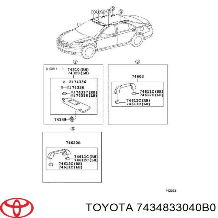 Fixador de pala contra o sol Toyota 7434833040B0 preço, a partir de 15,16 USD