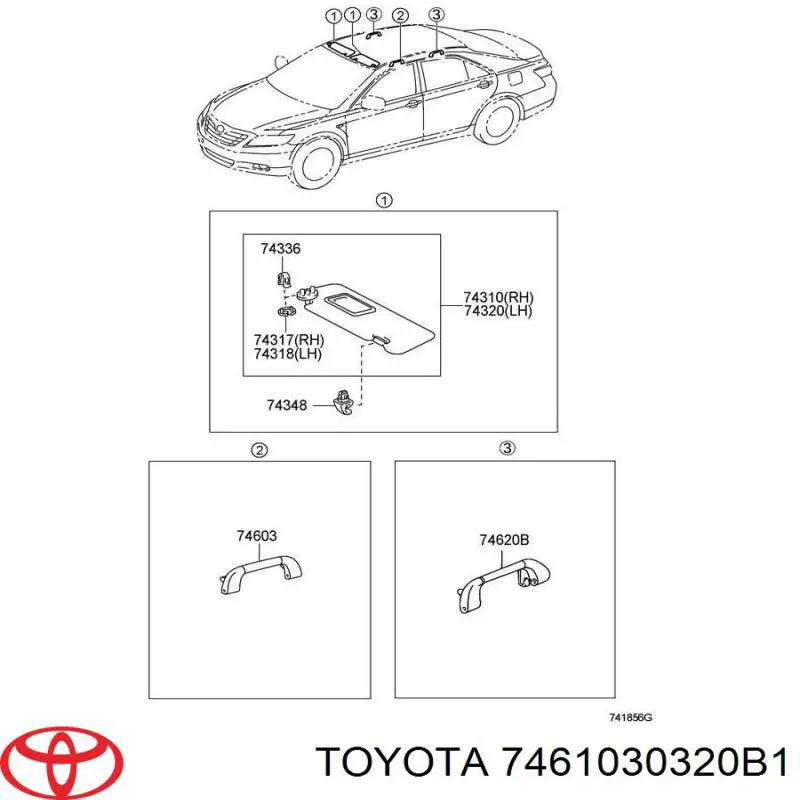7461030320B1 Toyota Puxador do teto de salão