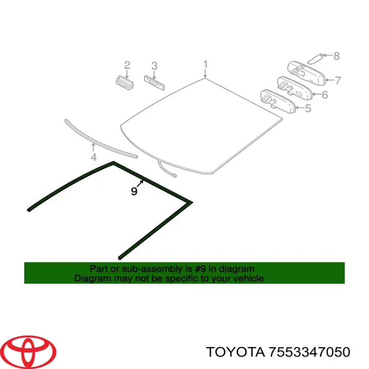 7553347050 Toyota Moldura de pára-brisas