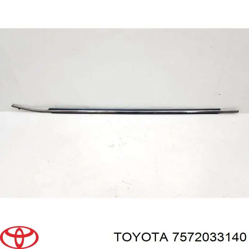 7572033140 Toyota Moldura de vidro deslizante da porta dianteira esquerda