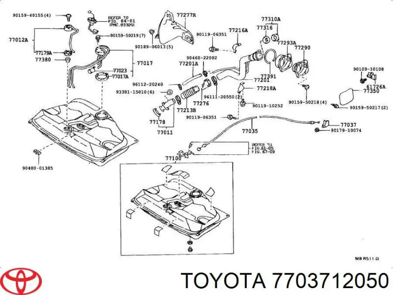 Fecho de abertura do alcapão do tanque de combustível Toyota 7703712050 preço, a partir de 43,07 USD