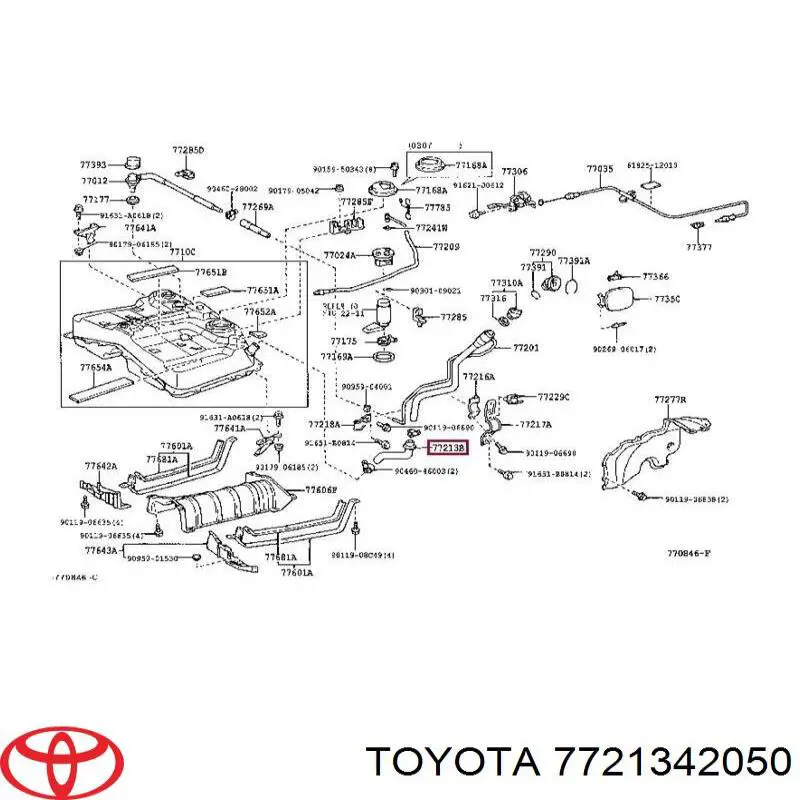7721342050 Toyota Tubo de combustível, inverso desde os injetores