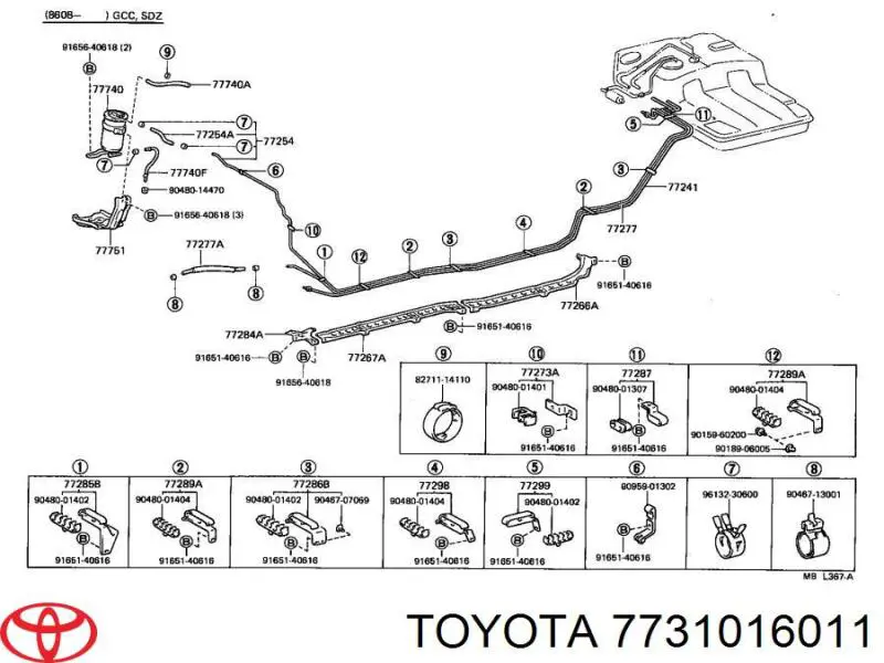 Tampa (tampão) do tanque de combustível Toyota 7731016011 preço, a partir de 59,62 USD