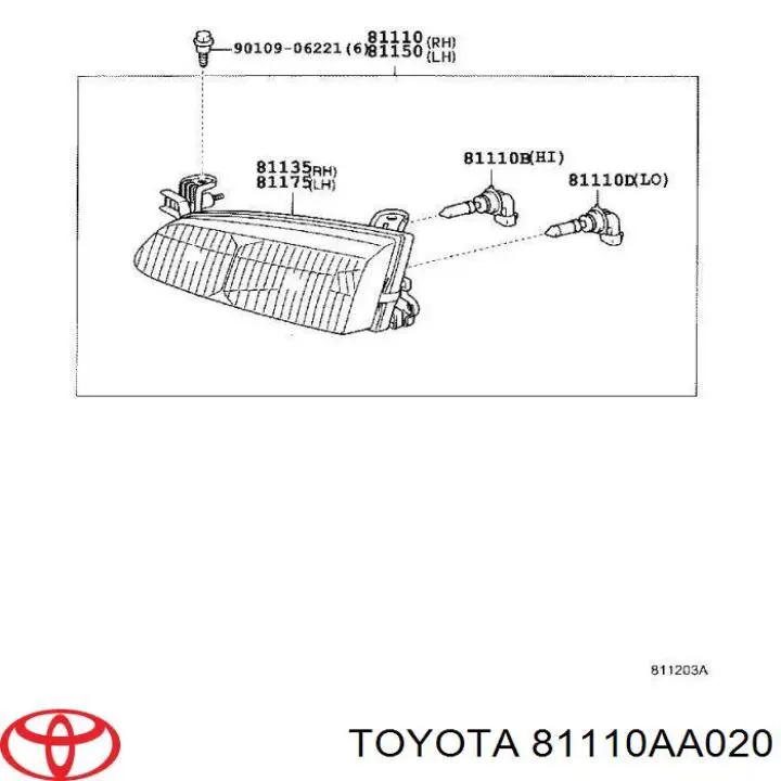 Luz direita Toyota 81110AA020 preço, a partir de 103,23 USD