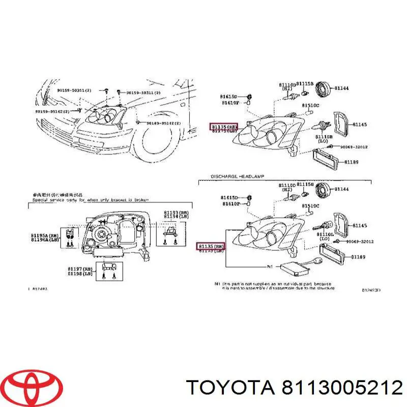 Luz direita Toyota 8113005210 preço, a partir de 168,63 USD