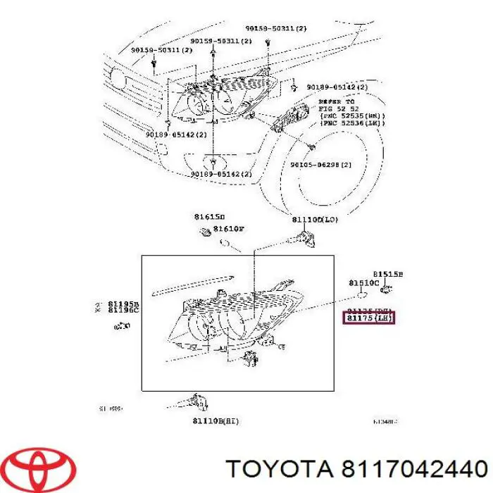 8117042440 Toyota Luz esquerda