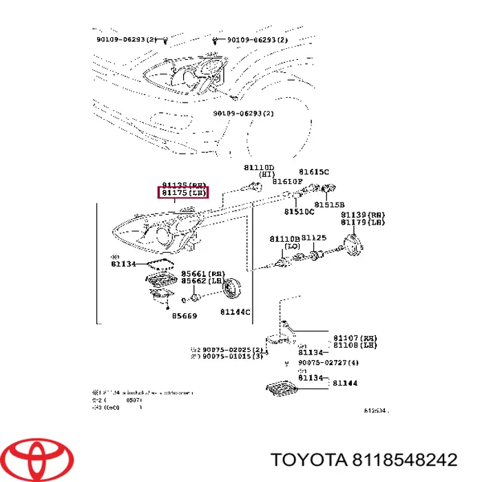 8118548242 Toyota Luz esquerda