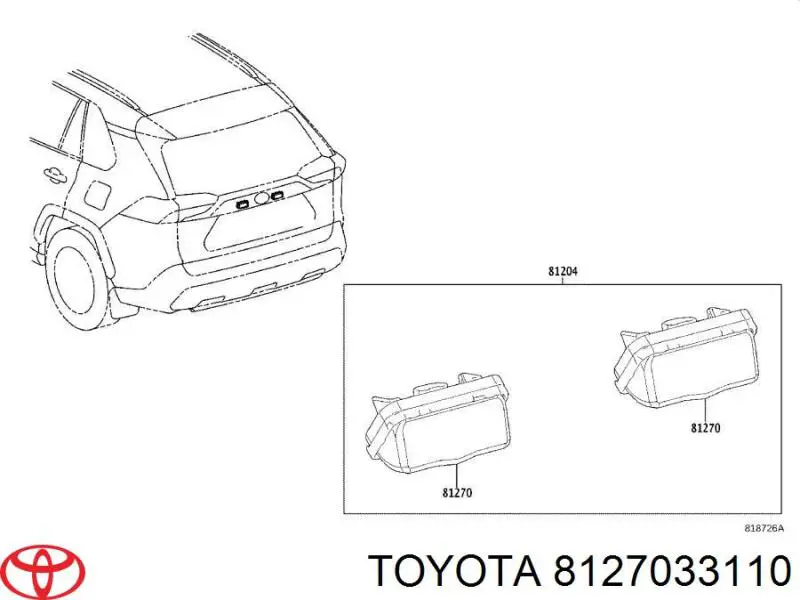 8127033110 Toyota Lanterna da luz de fundo de matrícula traseira